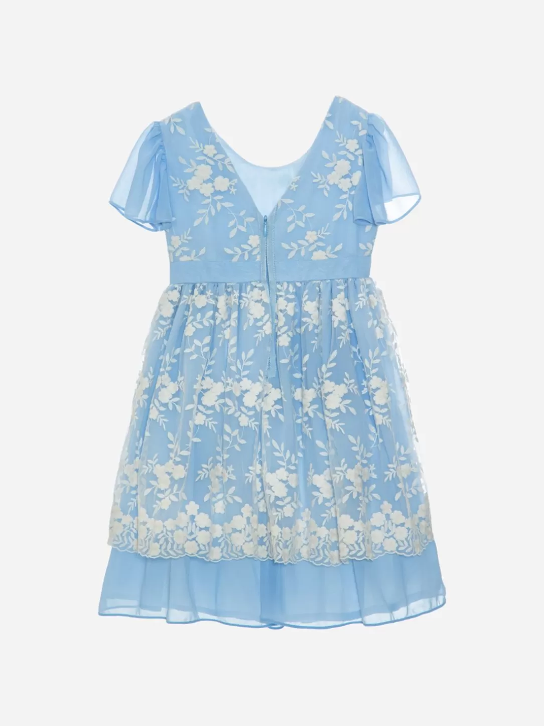 Girl Patachou Girls Light Blue Dress With Bow And Flower