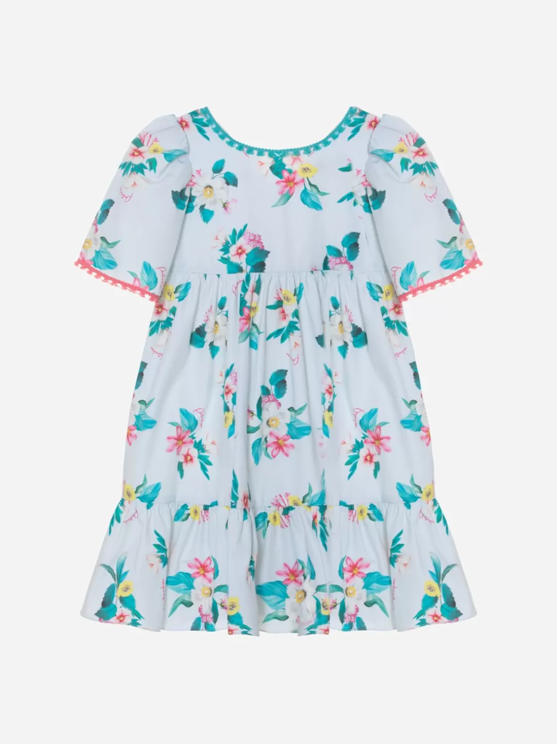 Baby Patachou Girls Light Blue Dress With Floral Print