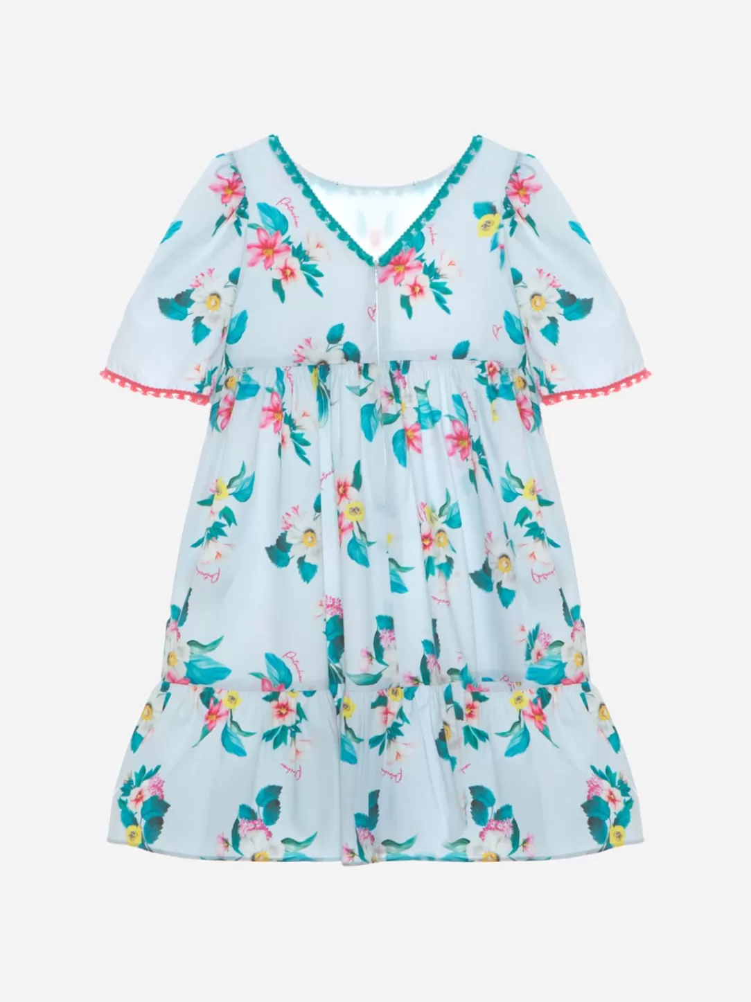 Baby Patachou Girls Light Blue Dress With Floral Print