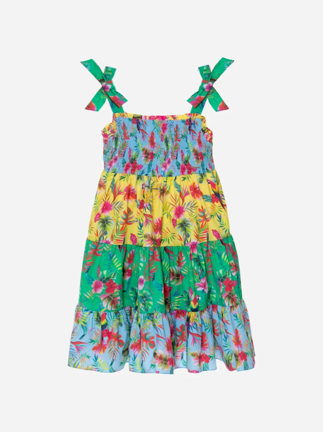 Baby Patachou Girls Multicolor Dress With Tropical Print