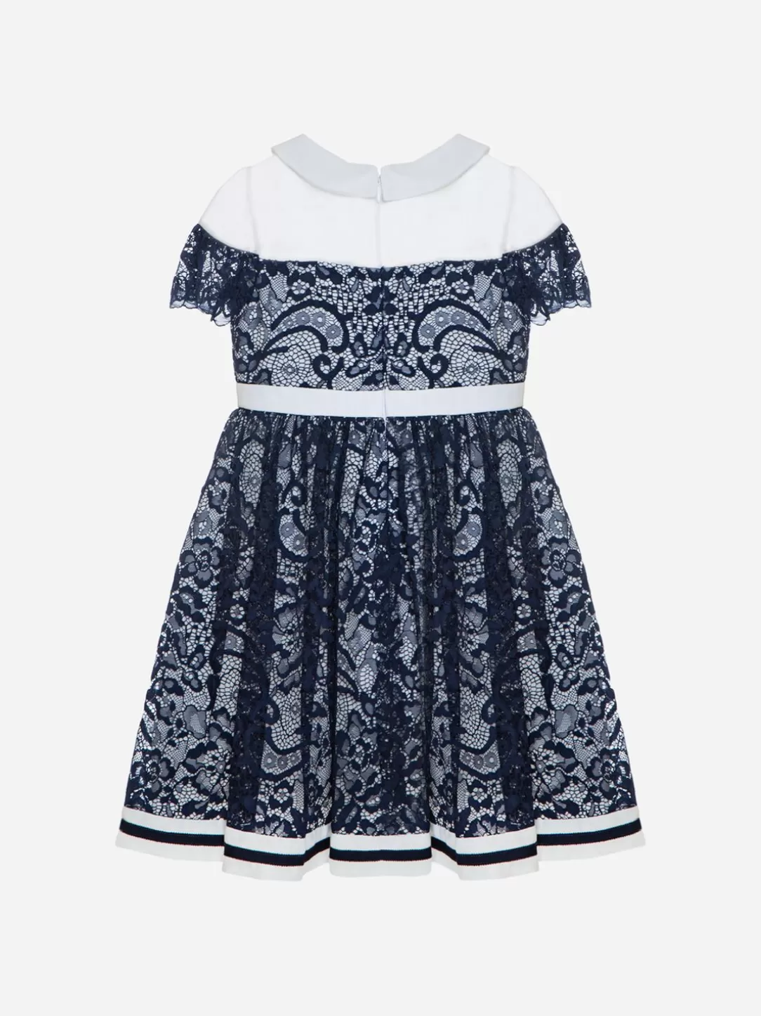 Girl Patachou Girls Navy Blue Lace And Chiffon Dress