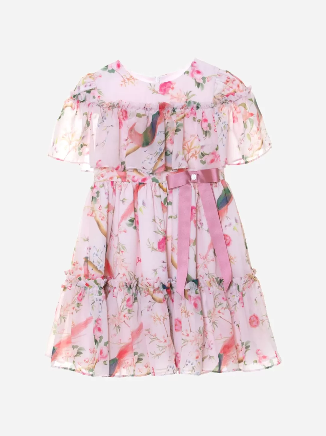 Girl Patachou Girls Pink Dress With Floral Print