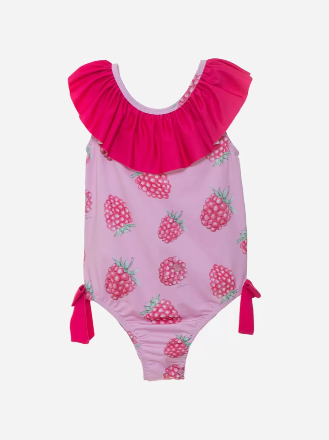 Baby Patachou Girls Pink Swimsuit With Raspberry Print