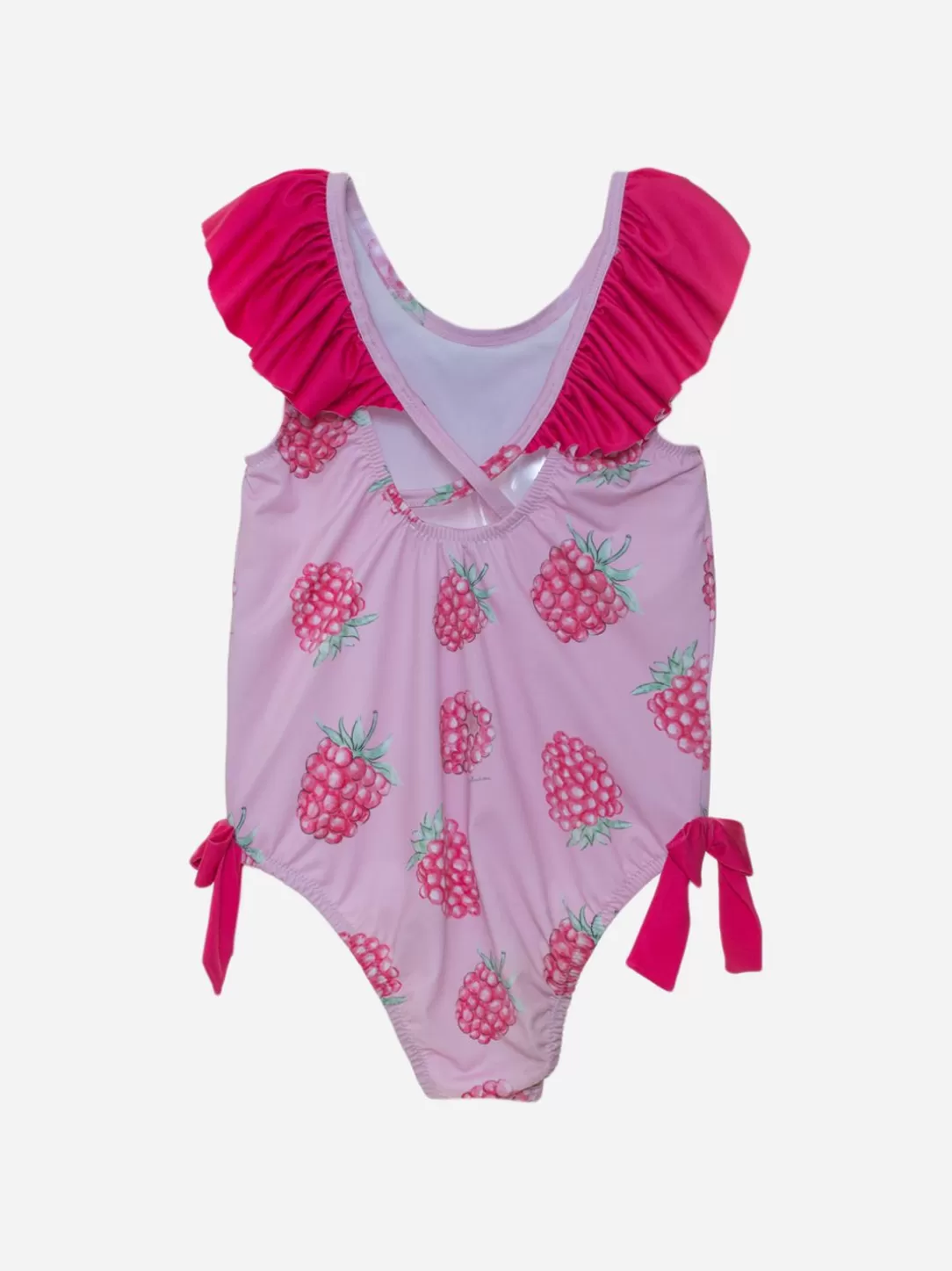 Baby Patachou Girls Pink Swimsuit With Raspberry Print