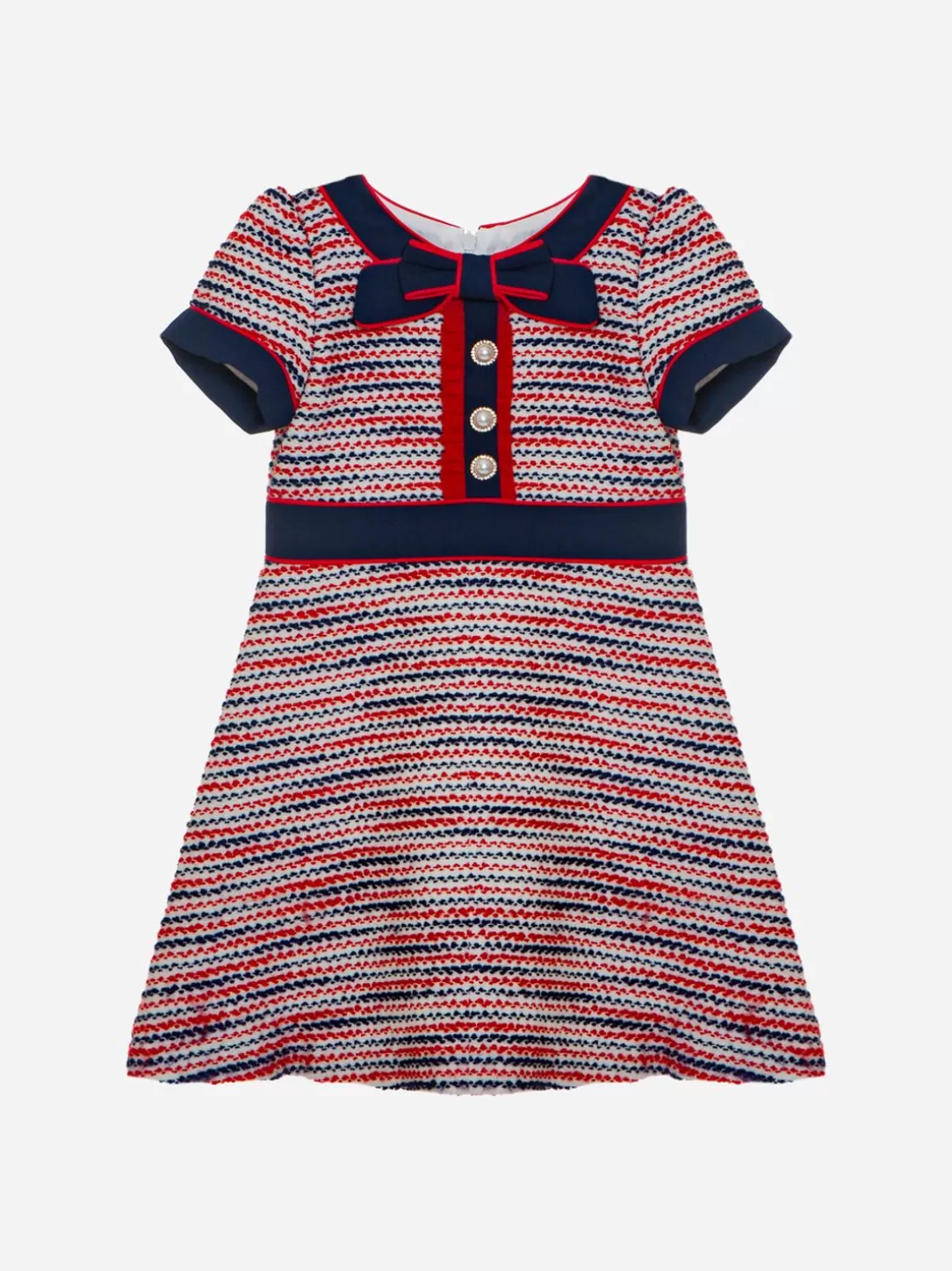 Girl Patachou Girls Red And Navy Blue Dress With Bow