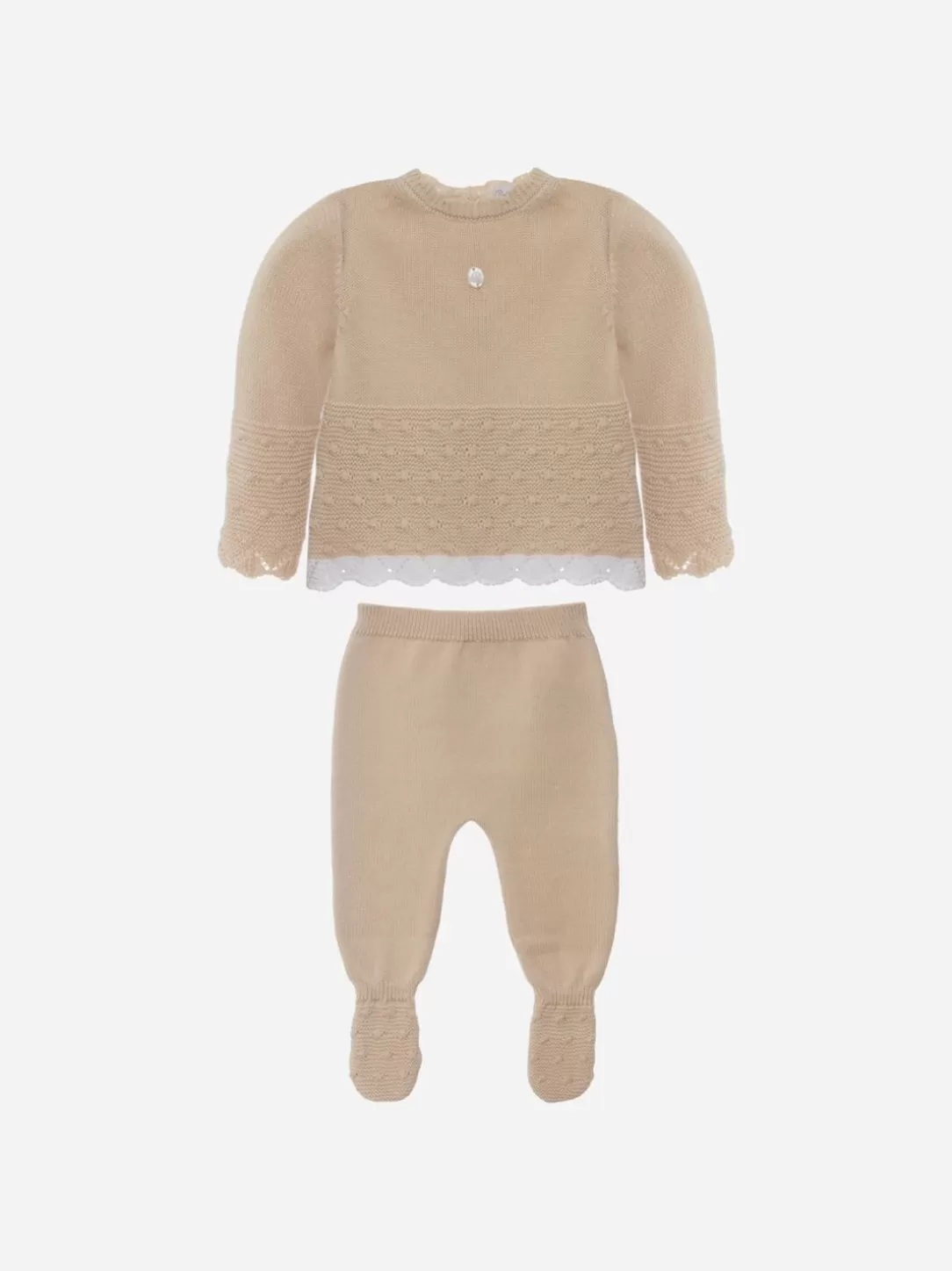 Baby Patachou Girl'S Set In Beige Knit