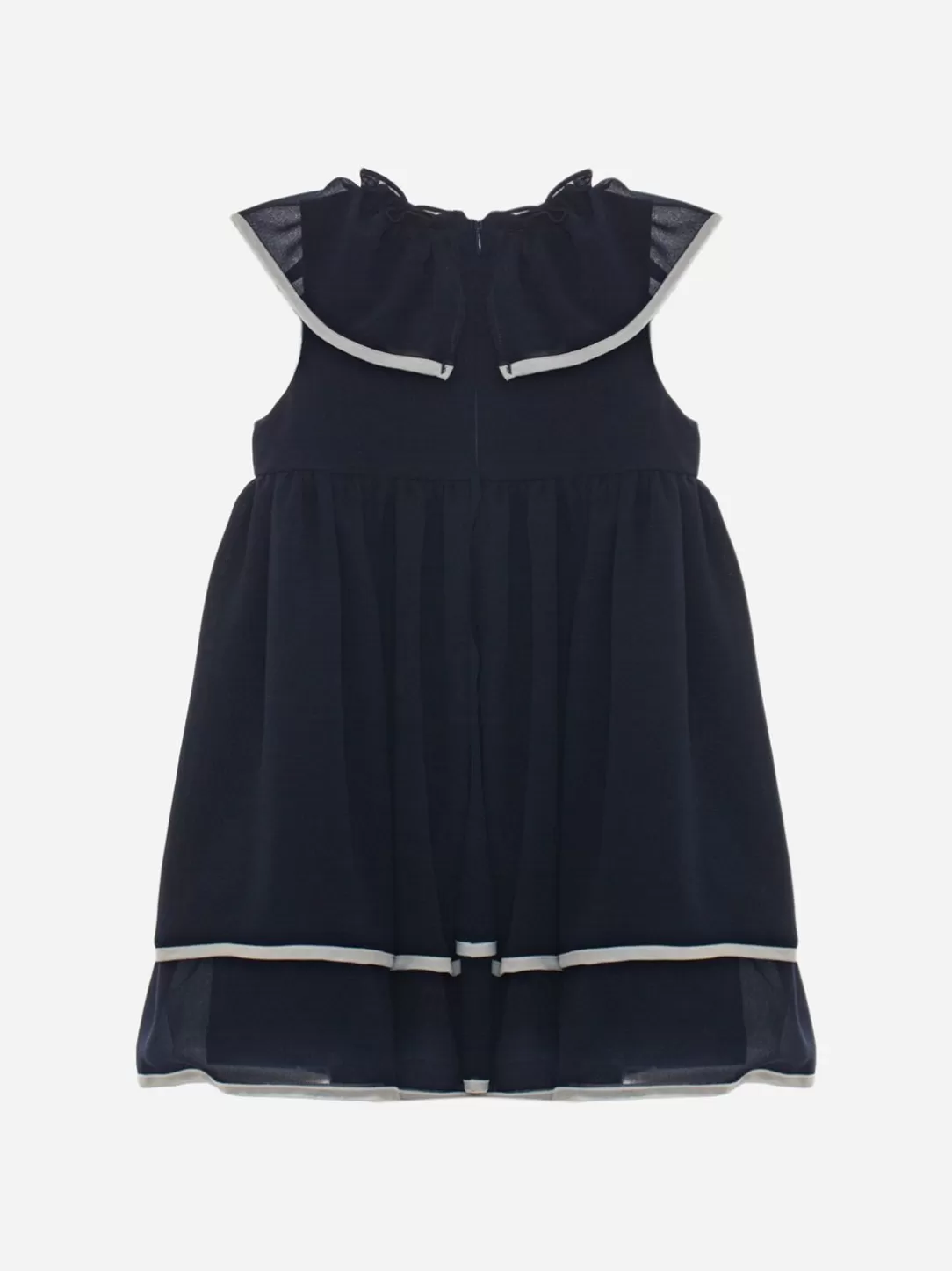 Baby Patachou Girls Special Dress In Navy Blue Chiffon