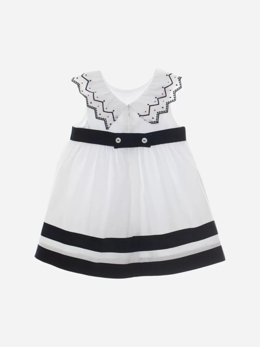 Baby Patachou Girls White And Navy Blue Dress