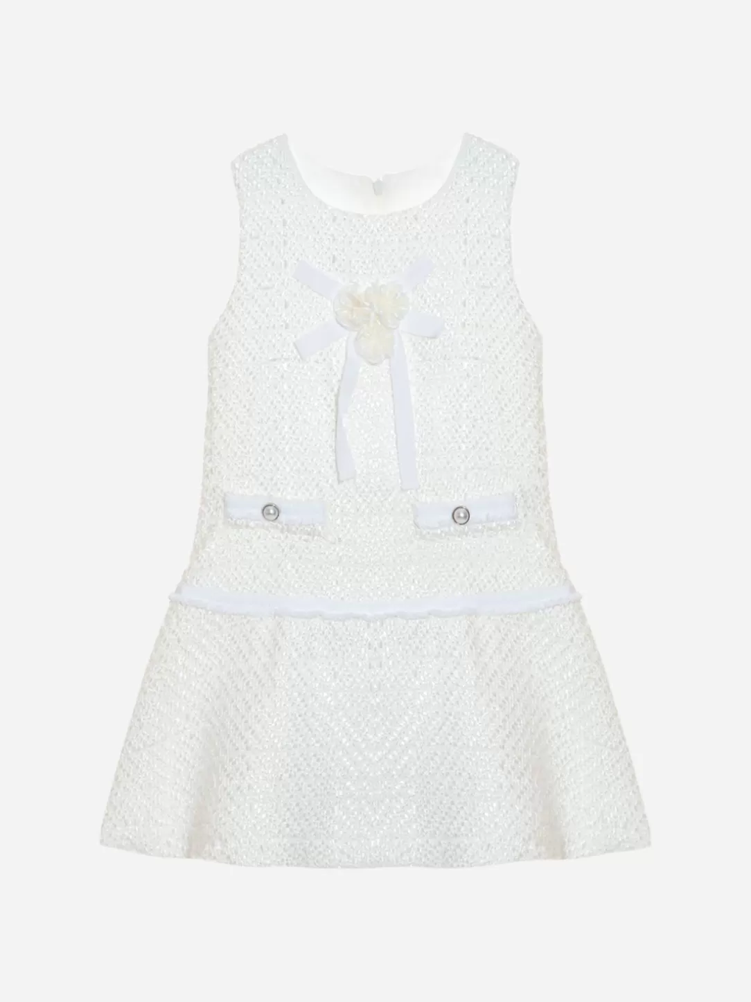 Girl Patachou Girls White Tweed Dress