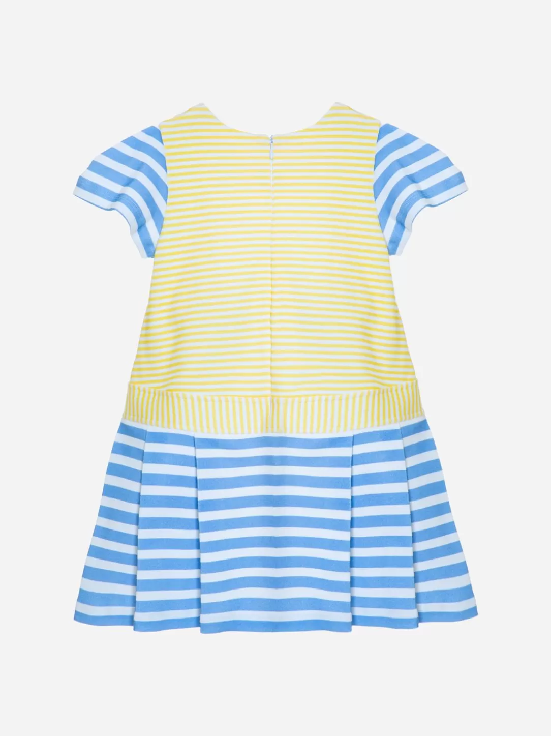 Girl Patachou Girls Yellow Dress With Blue And White Stripes