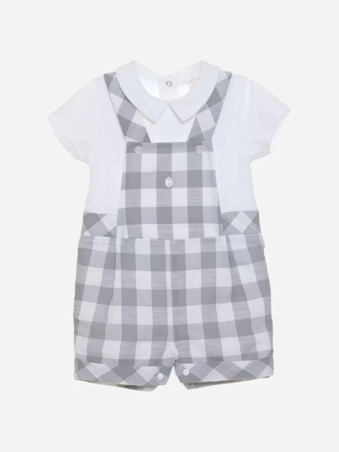 Baby Patachou Gray Jersey And Linen Romper