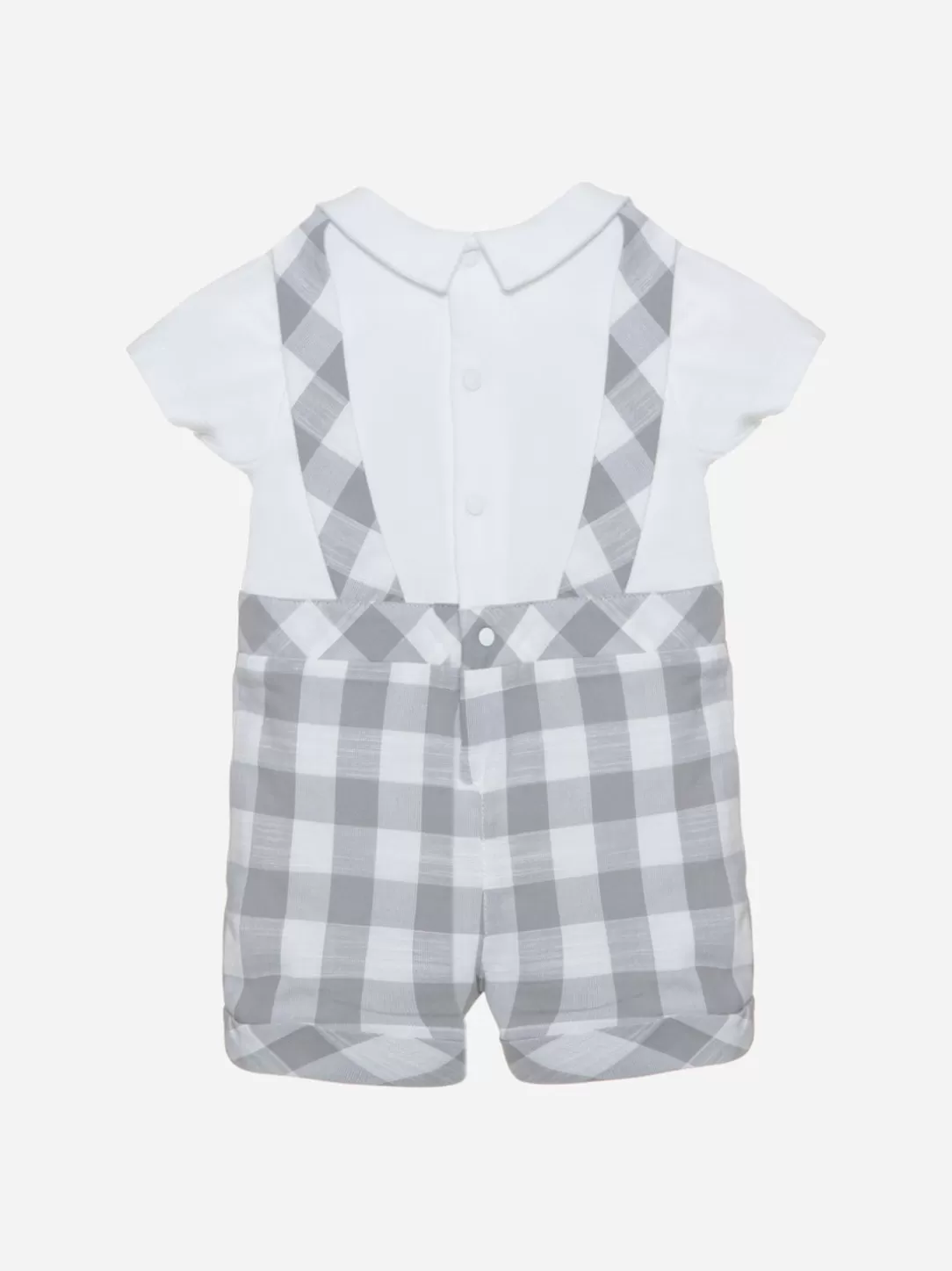 Baby Patachou Gray Jersey And Linen Romper