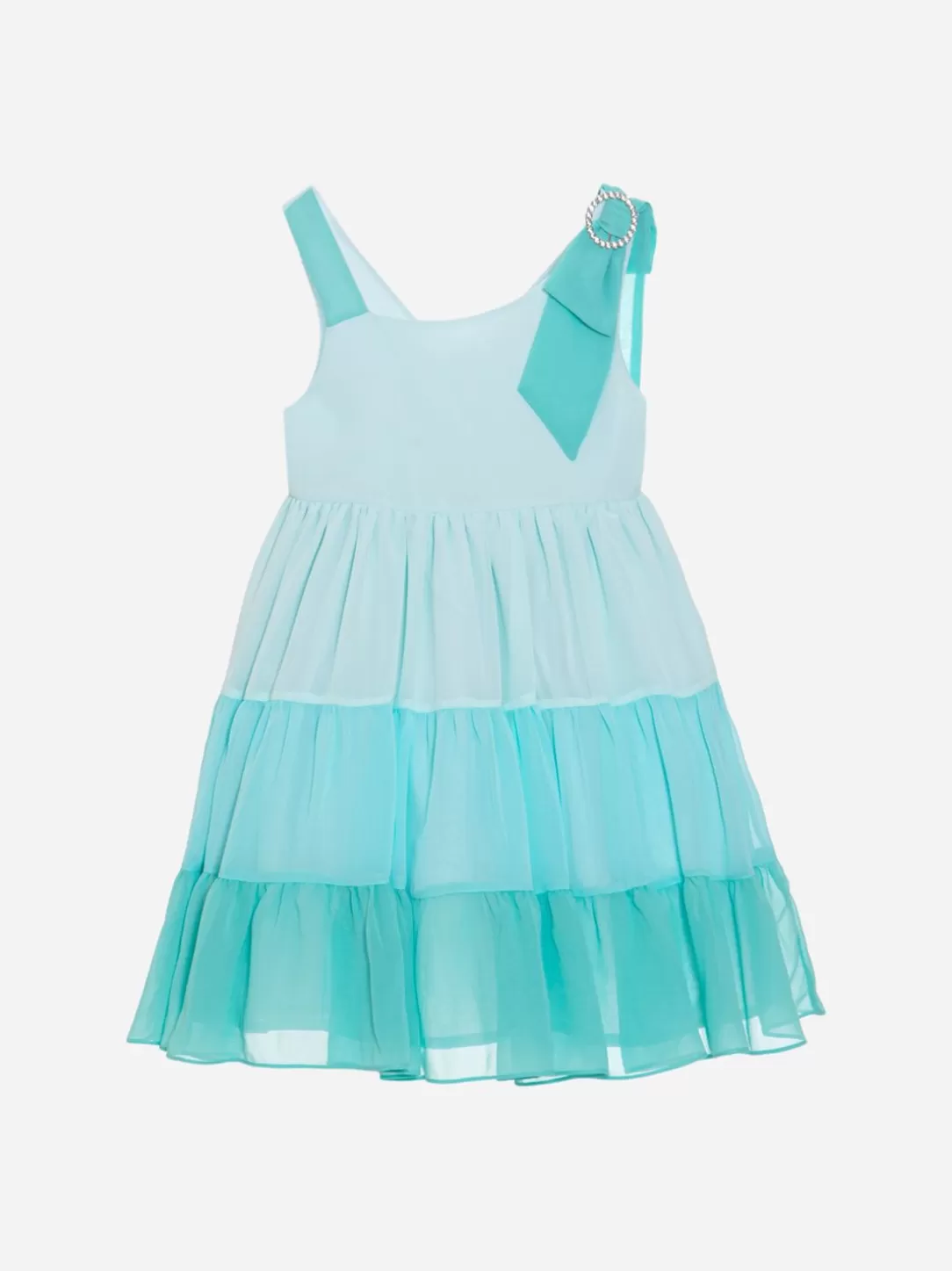 Girl Patachou Green Chiffon Dress With Bow