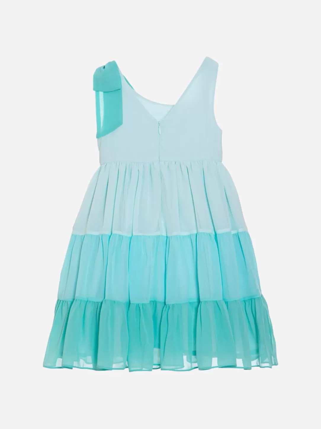 Girl Patachou Green Chiffon Dress With Bow