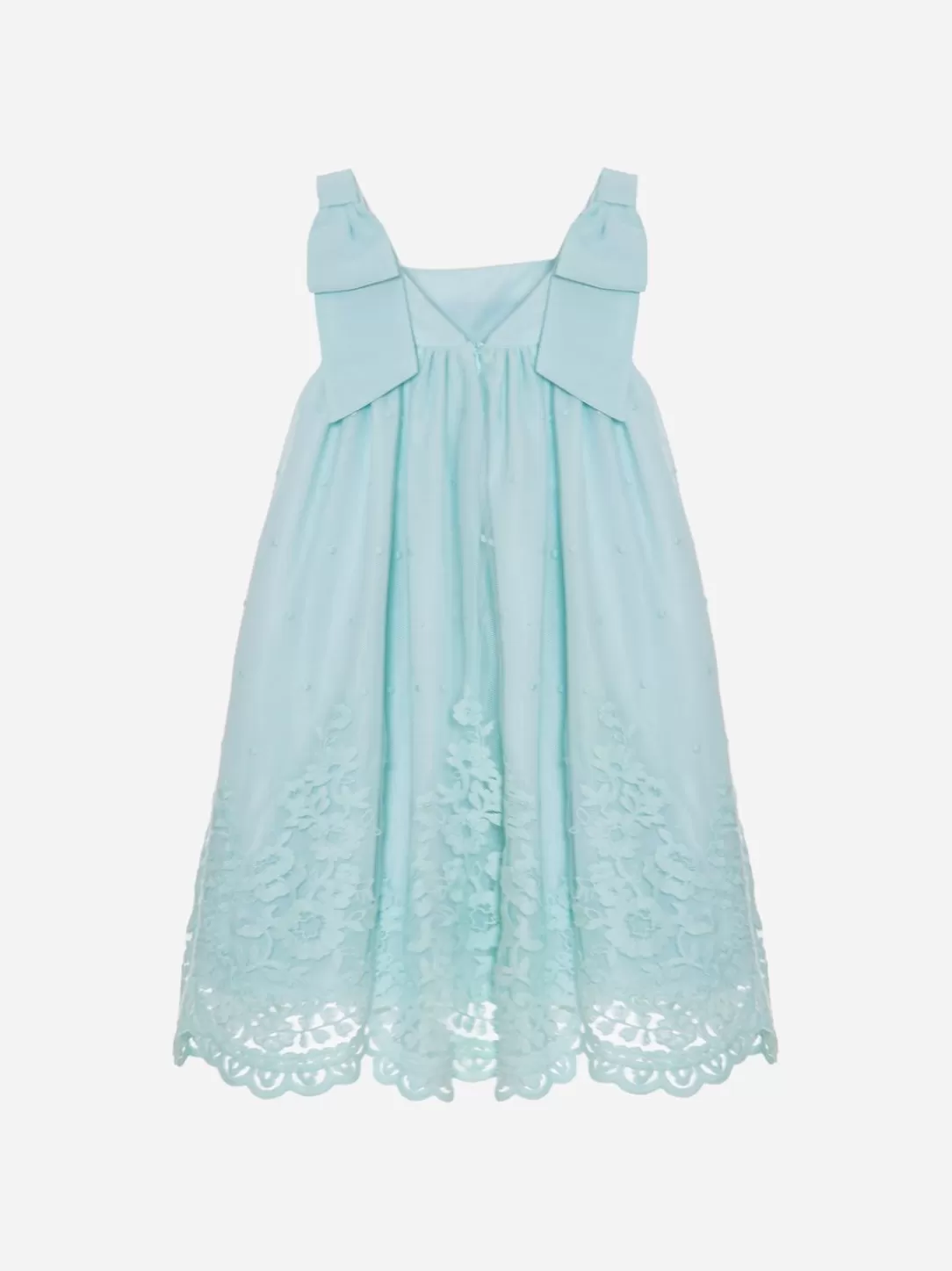 Girl Patachou Green Water Embroidered Strapless Dress