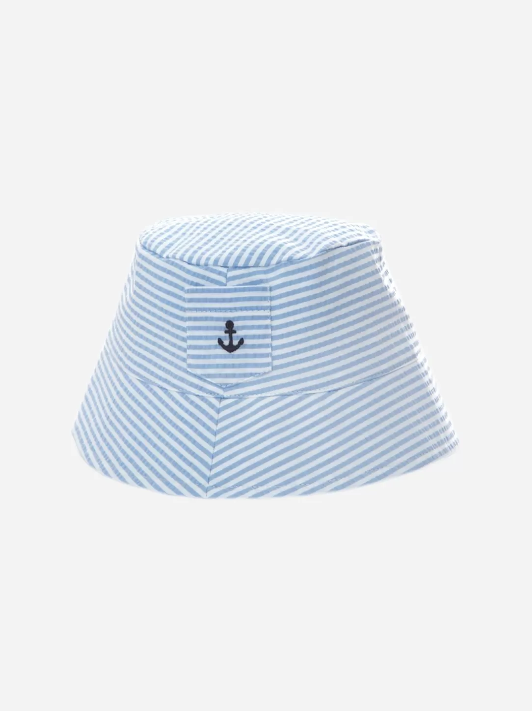 Baby Patachou Hat With Embroidered White And Blue Stripes