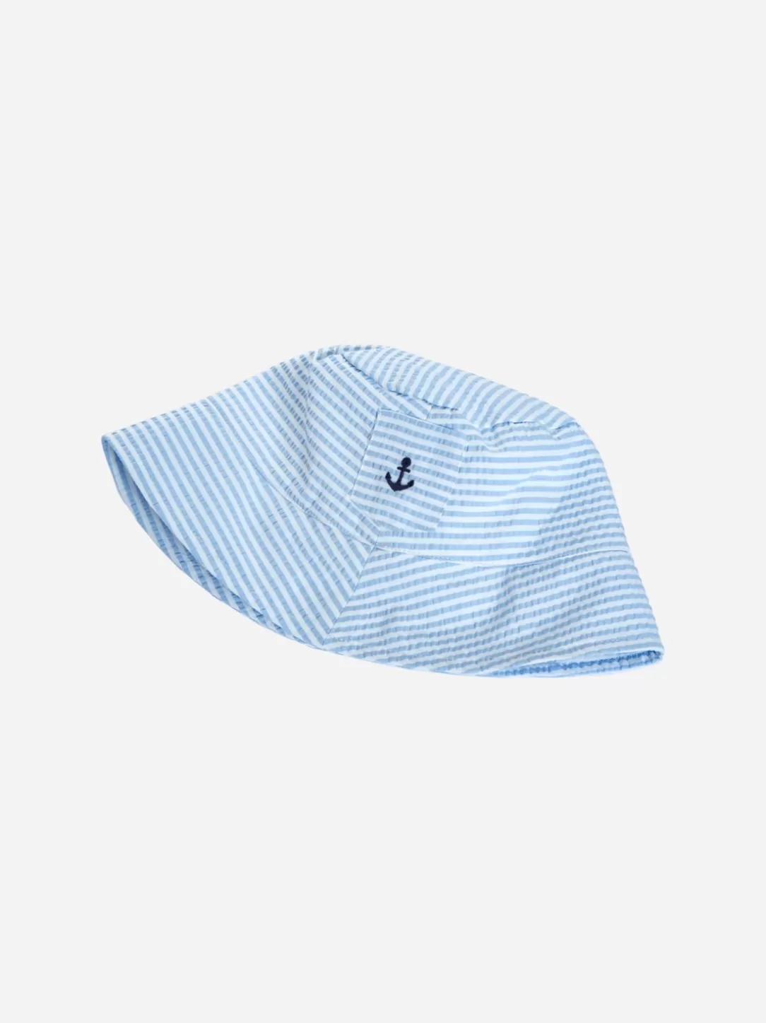 Baby Patachou Hat With Embroidered White And Blue Stripes