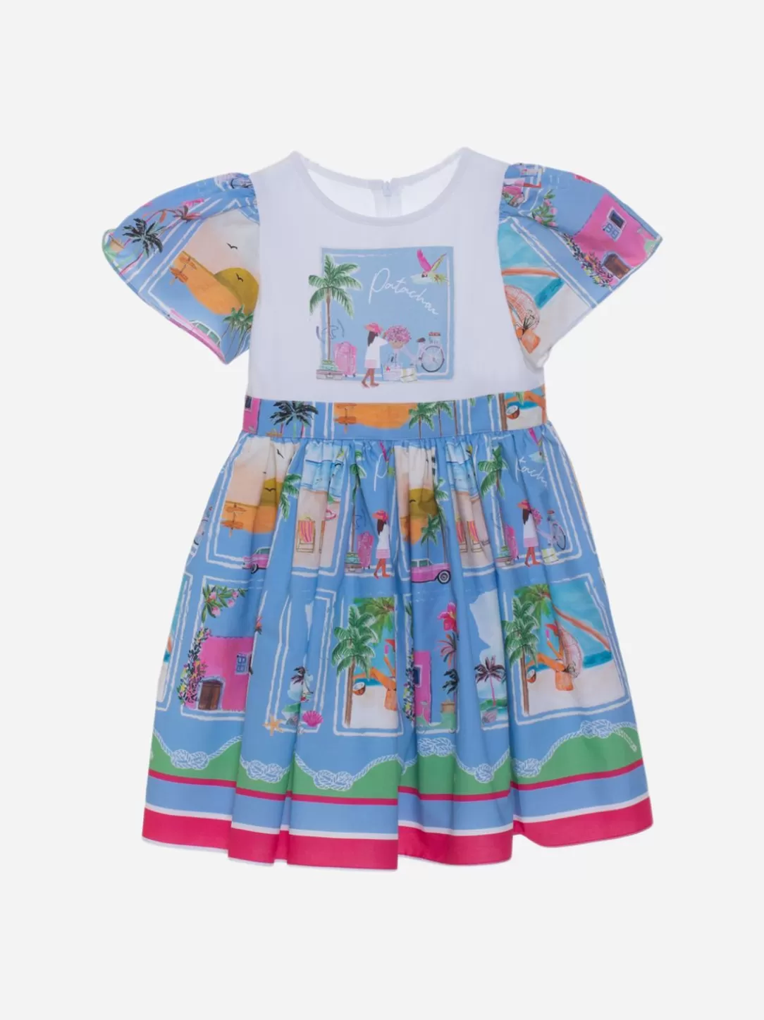 Girl Patachou Holiday Print Short-Sleeved Dress