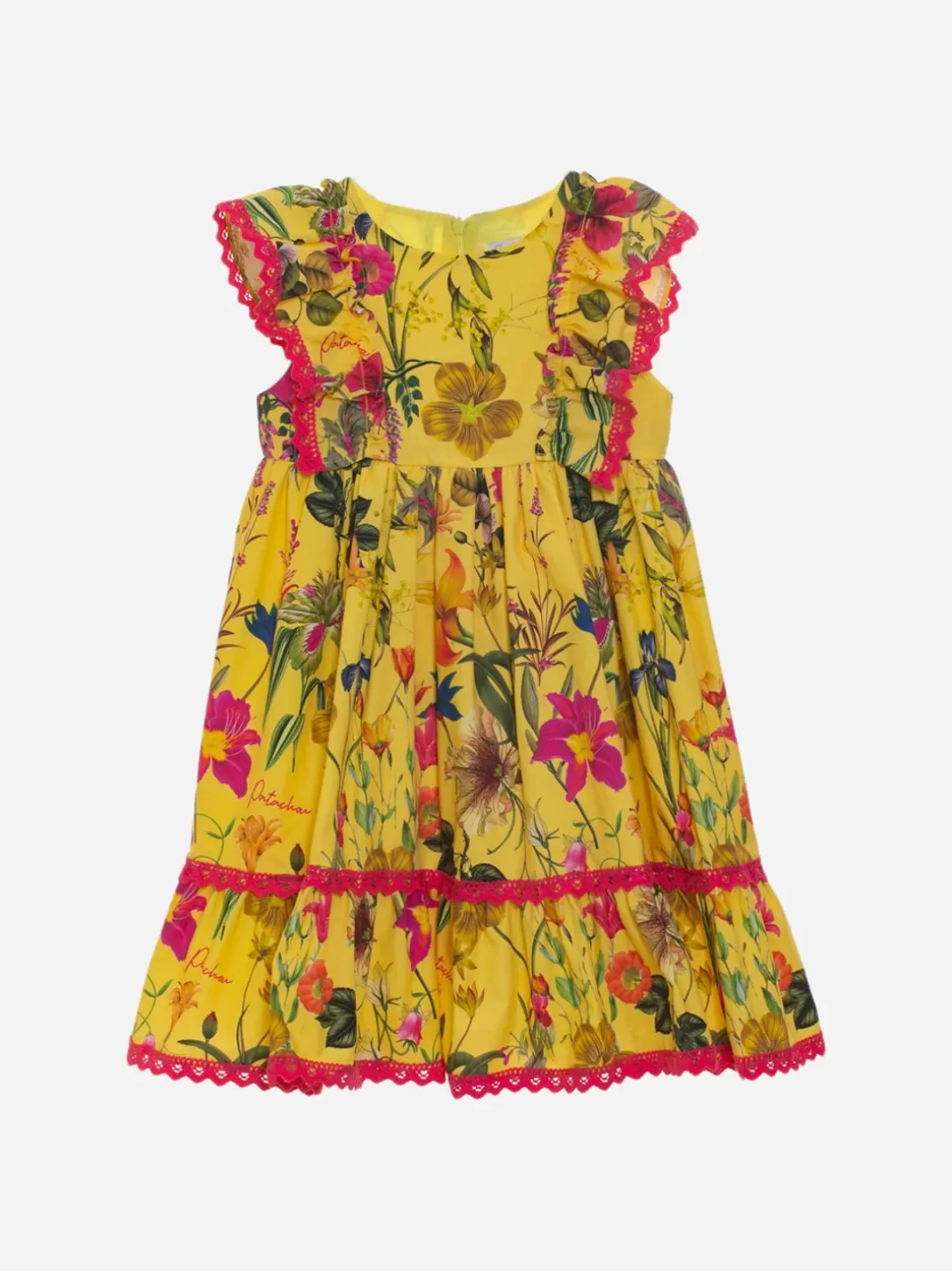 Girl Patachou Kids Girl Exclusive Botanic Yellow Print Dress