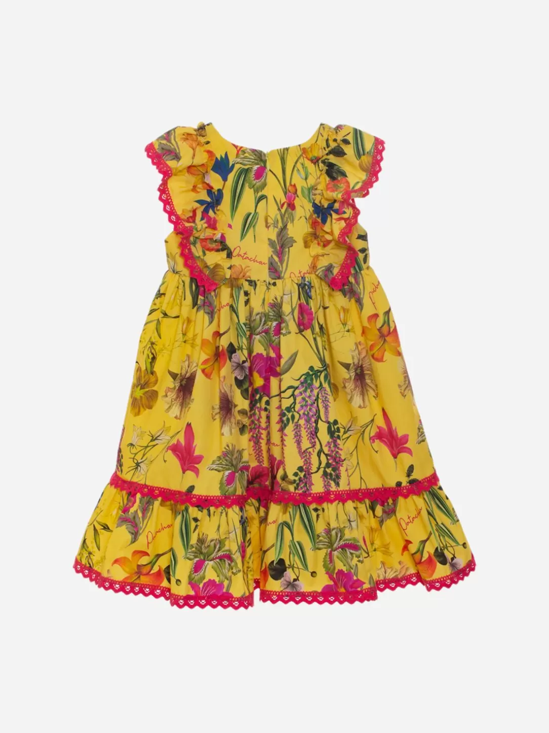 Girl Patachou Kids Girl Exclusive Botanic Yellow Print Dress