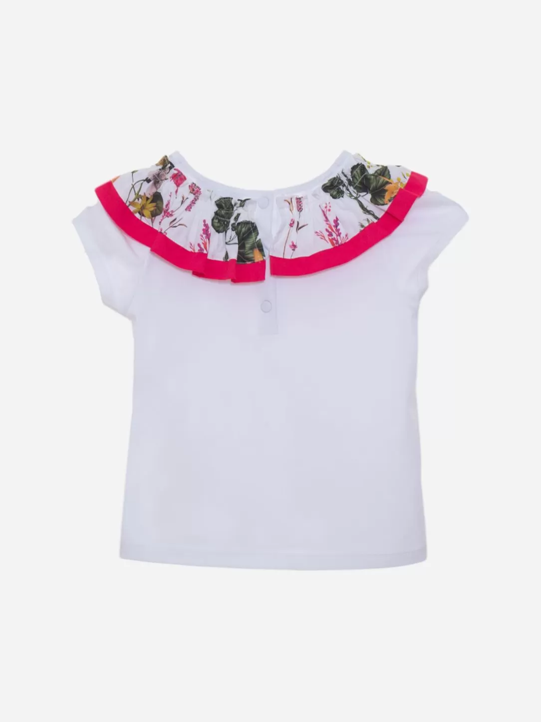 Girl Patachou Kids Girl White Botanic Print Cap Sleeve Tee