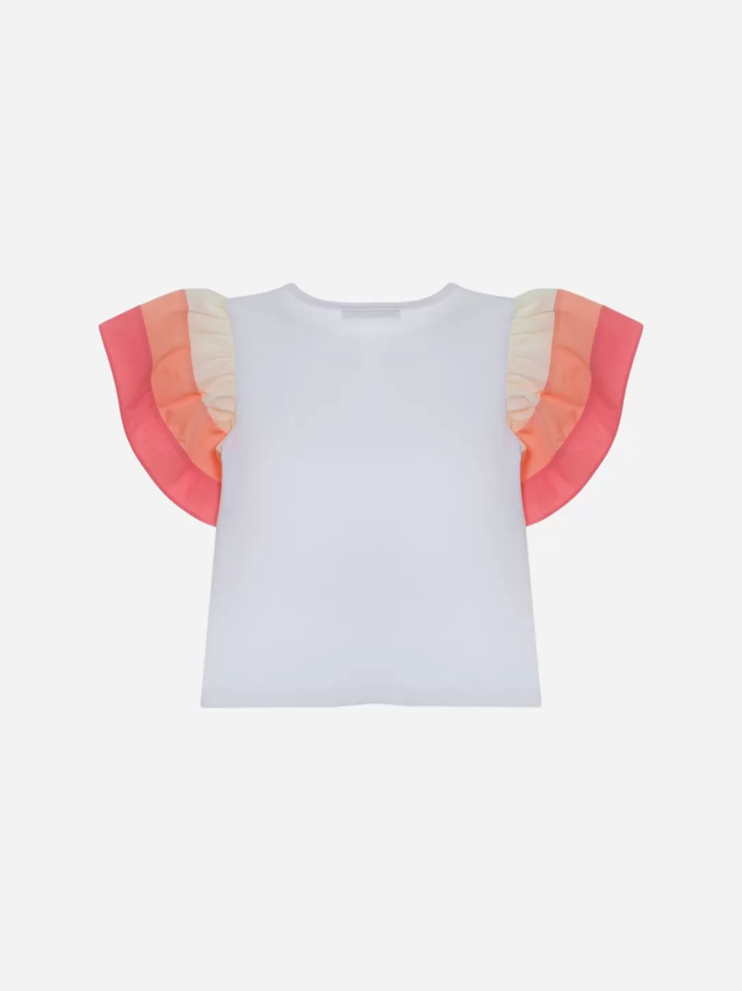 Girl Patachou Kids Girl White T-Shirt With Coral Stripes