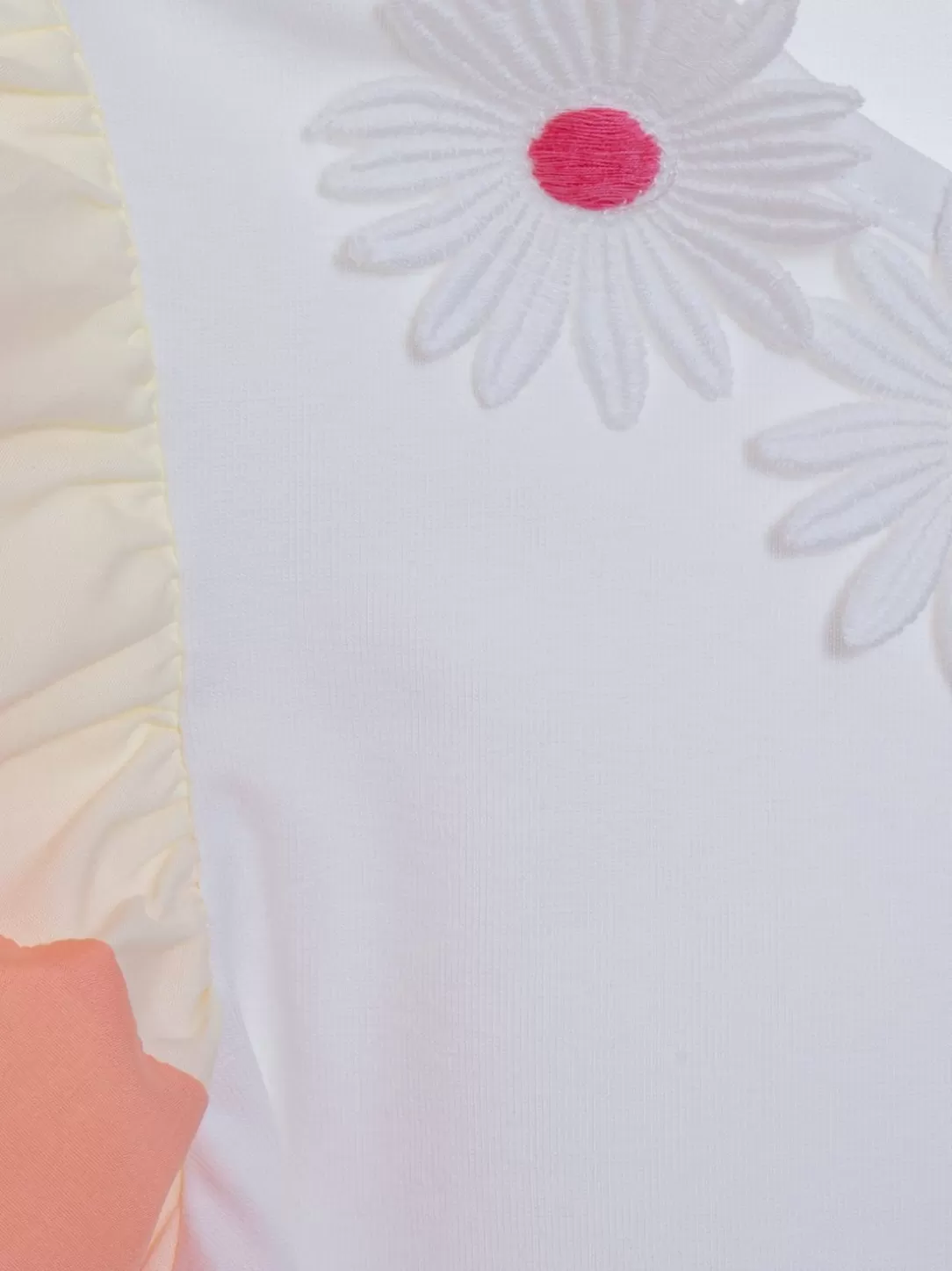 Girl Patachou Kids Girl White T-Shirt With Coral Stripes