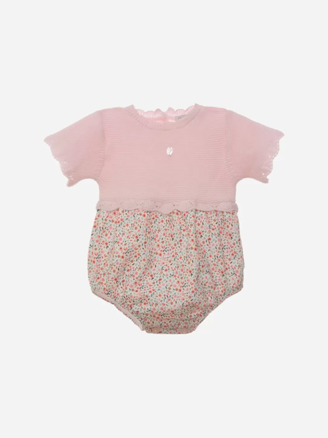 Baby Patachou Knit Romper With Floral Print Fabric