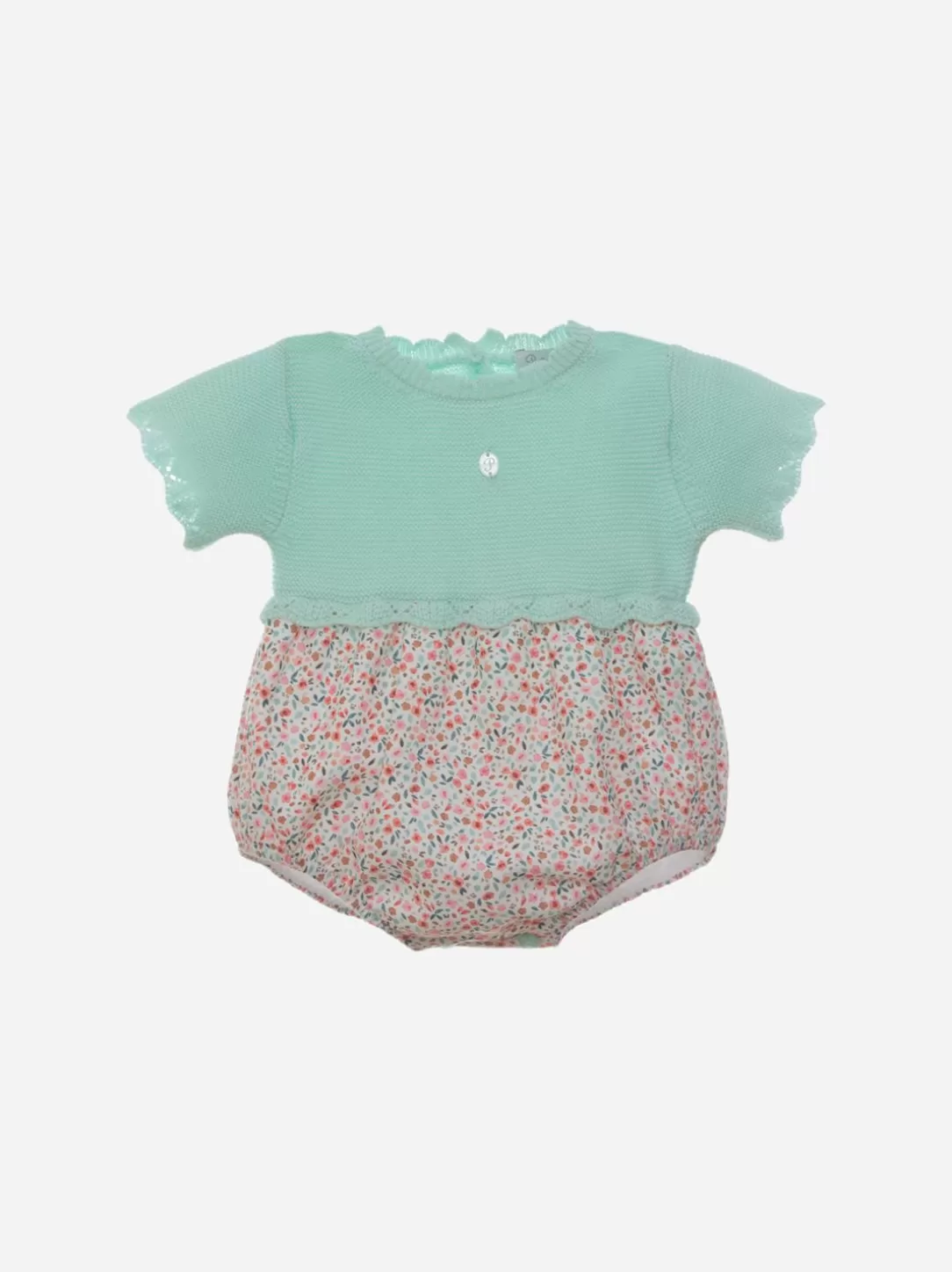 Baby Patachou Knit Romper With Floral Print Fabric