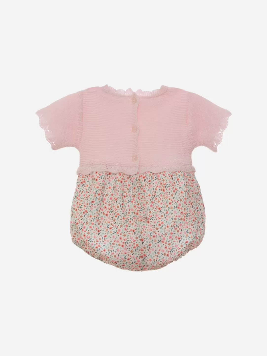 Baby Patachou Knit Romper With Floral Print Fabric