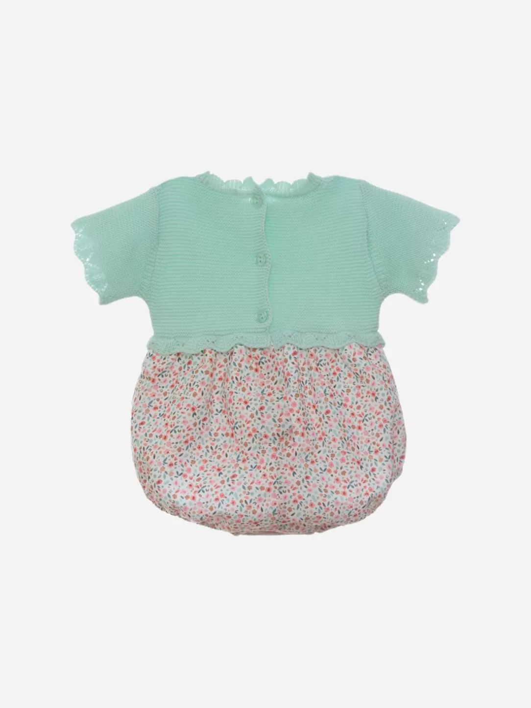 Baby Patachou Knit Romper With Floral Print Fabric