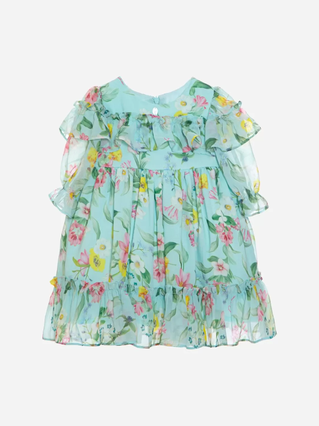 Baby Patachou Light Blue Floral Print Dress Made In Chiffon