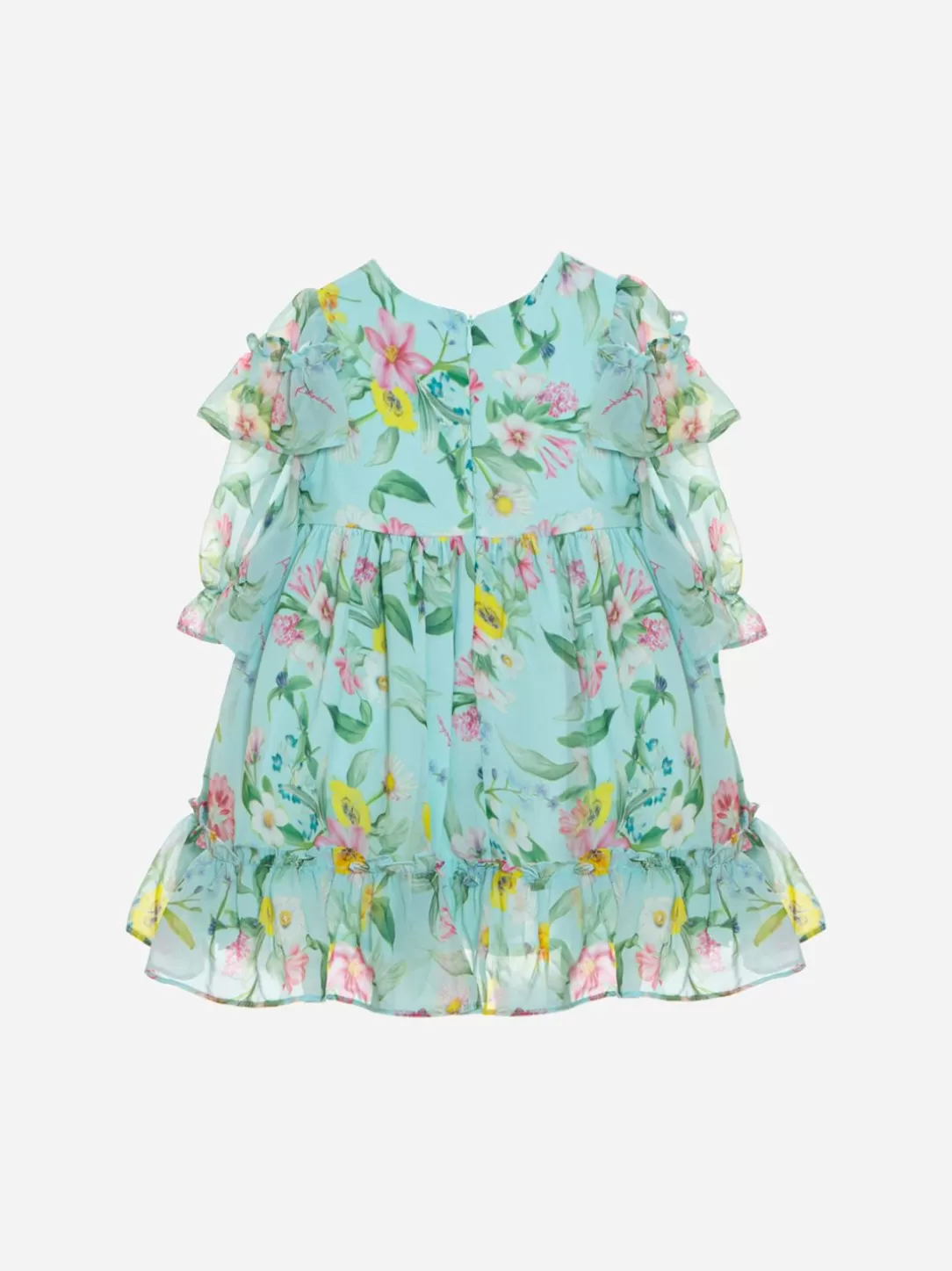 Baby Patachou Light Blue Floral Print Dress Made In Chiffon