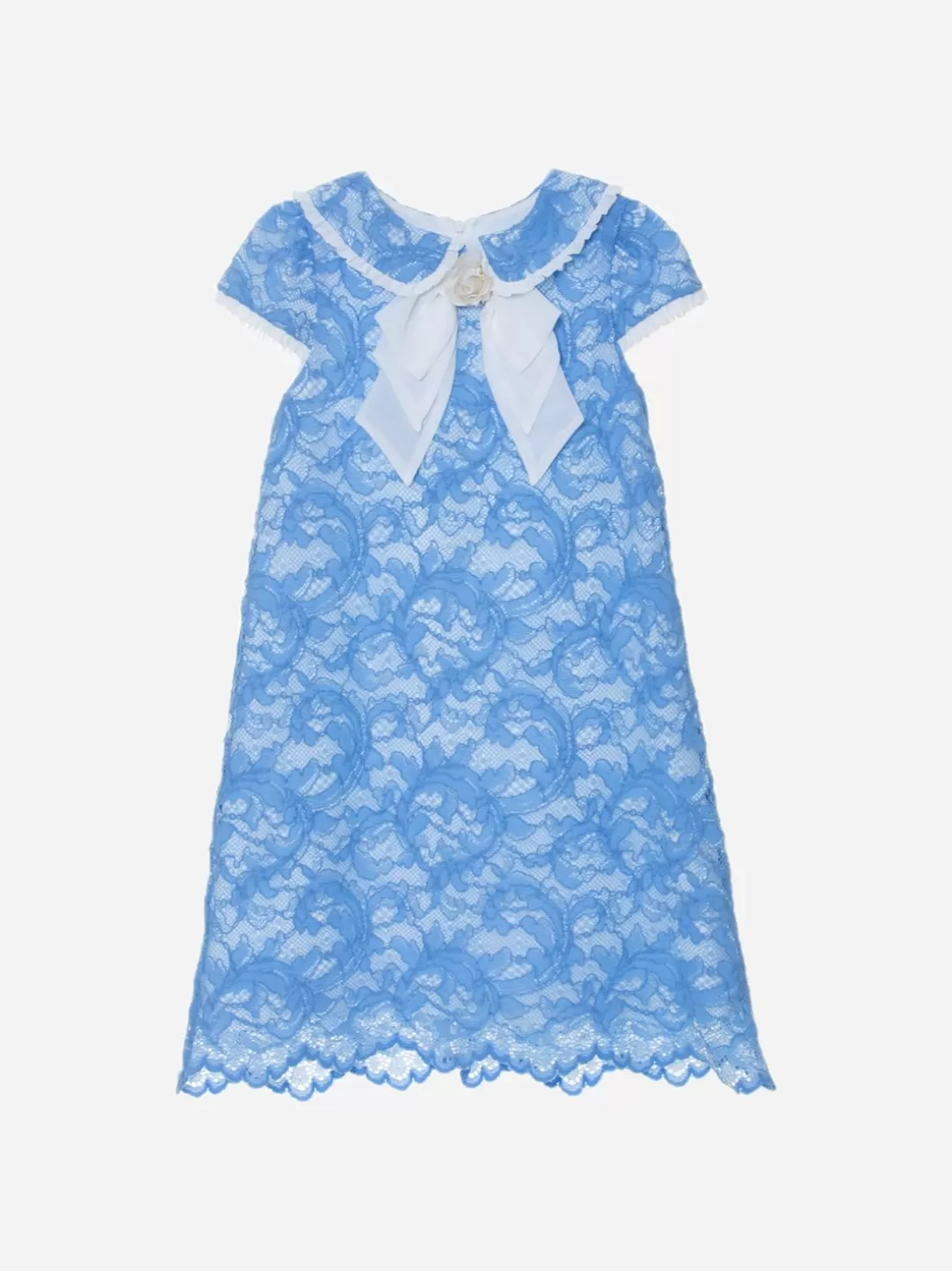 Girl Patachou Light Blue Lace Dress With Bow