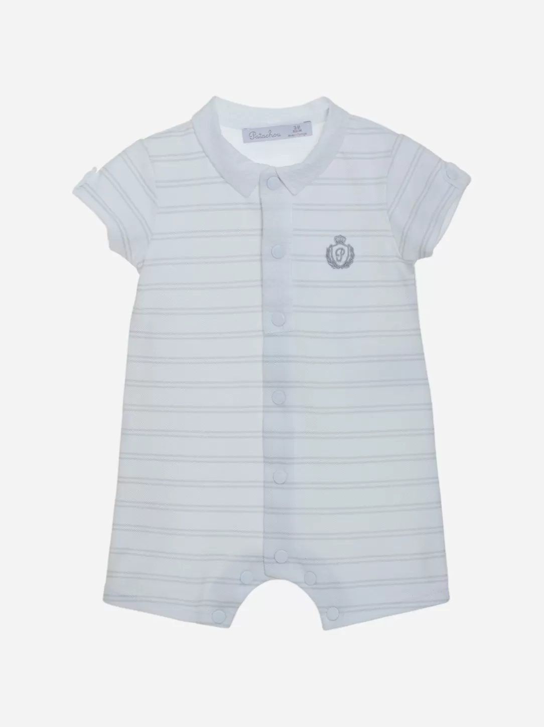 Baby Patachou Light Grey Striped Baby Boy Romper