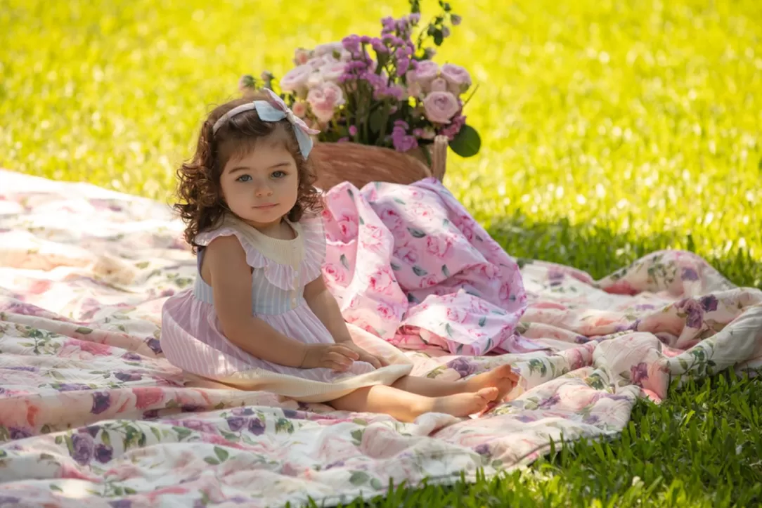 Baby Patachou Linen Dress With Colorful Stripes Pattern