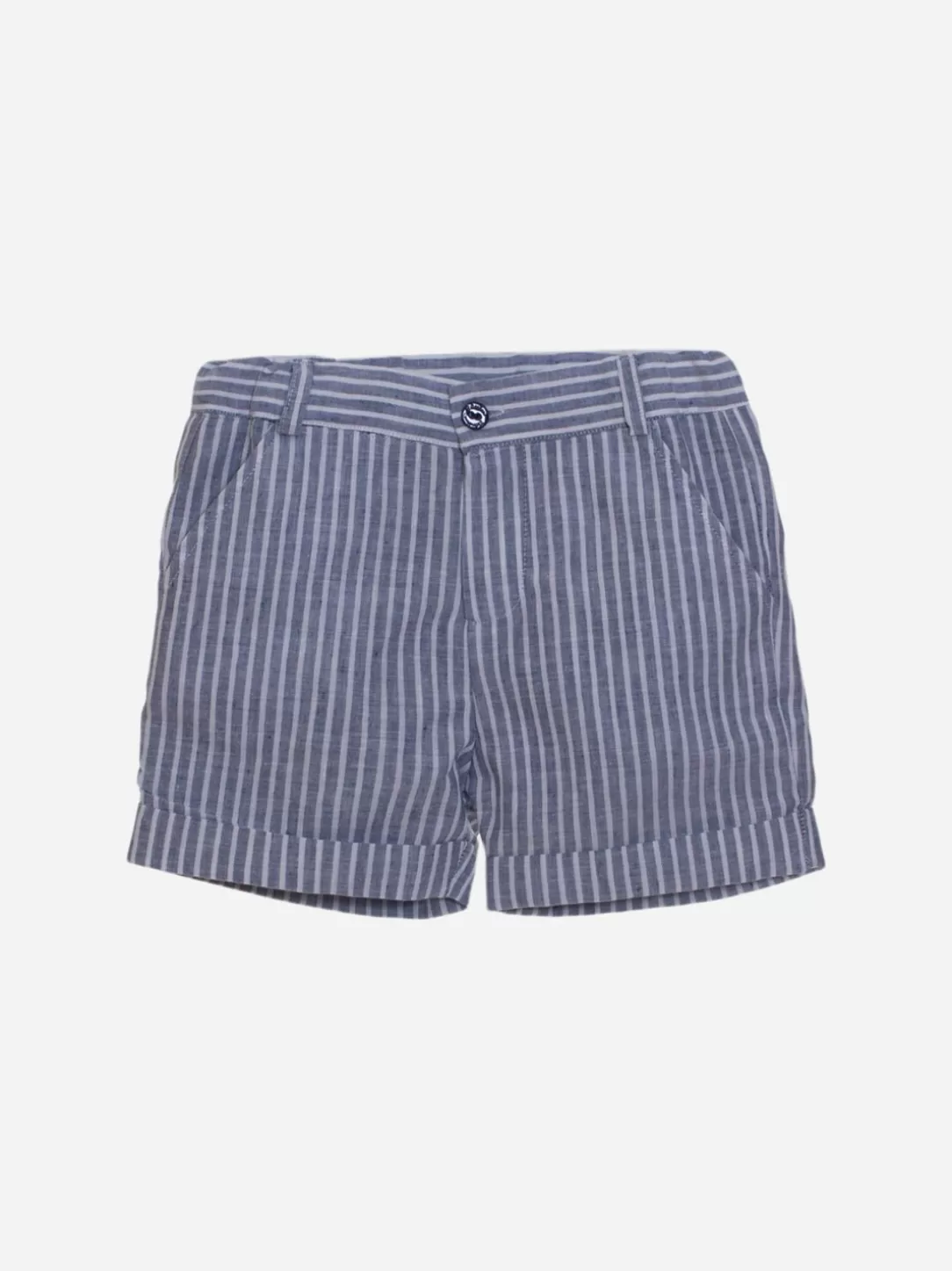 Baby Patachou Linen Shorts With Navy Blue Stripes