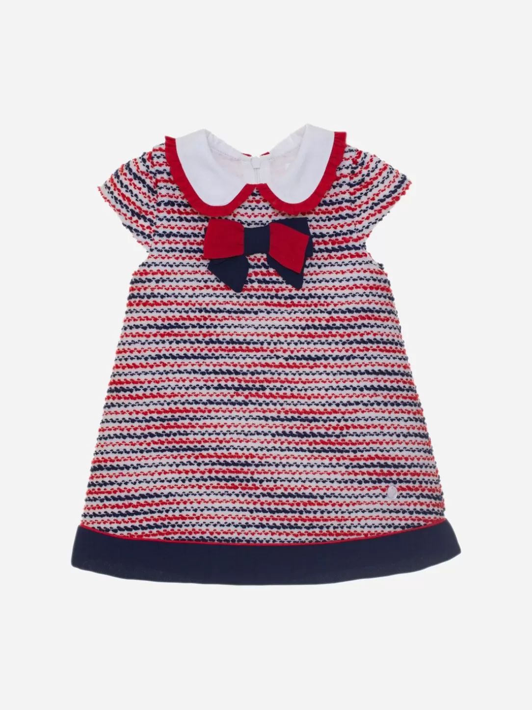 Baby Patachou Navy And Red Dress Made In Jacquard