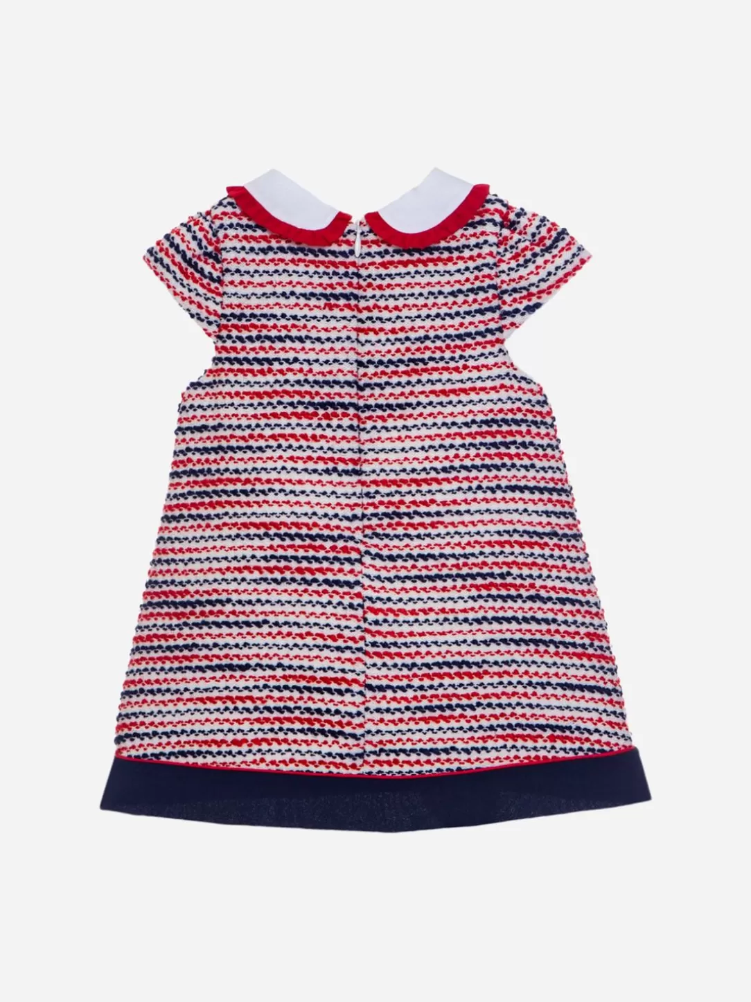 Baby Patachou Navy And Red Dress Made In Jacquard