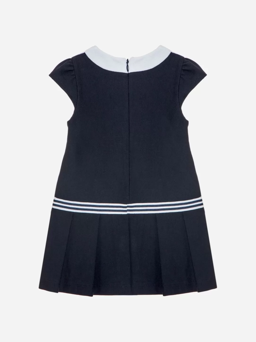 Baby Patachou Navy Blue Dress Made In Jersey Piquet