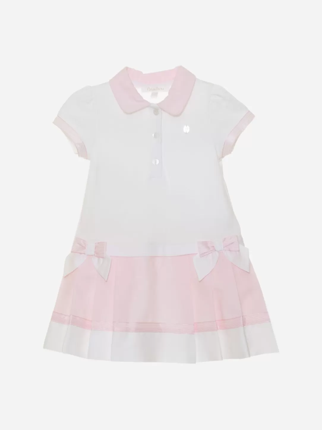 Baby Patachou Pale Pink And White Dress Made In Jersey