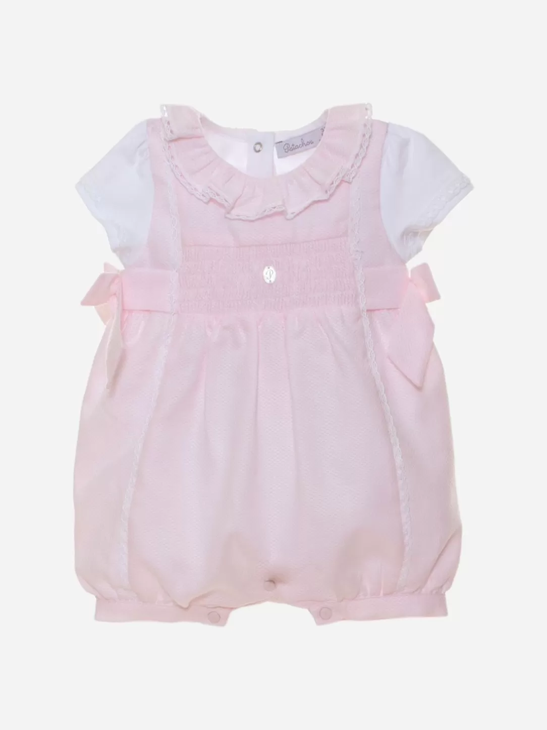 Baby Patachou Pink And White Jumpsuit With Bows