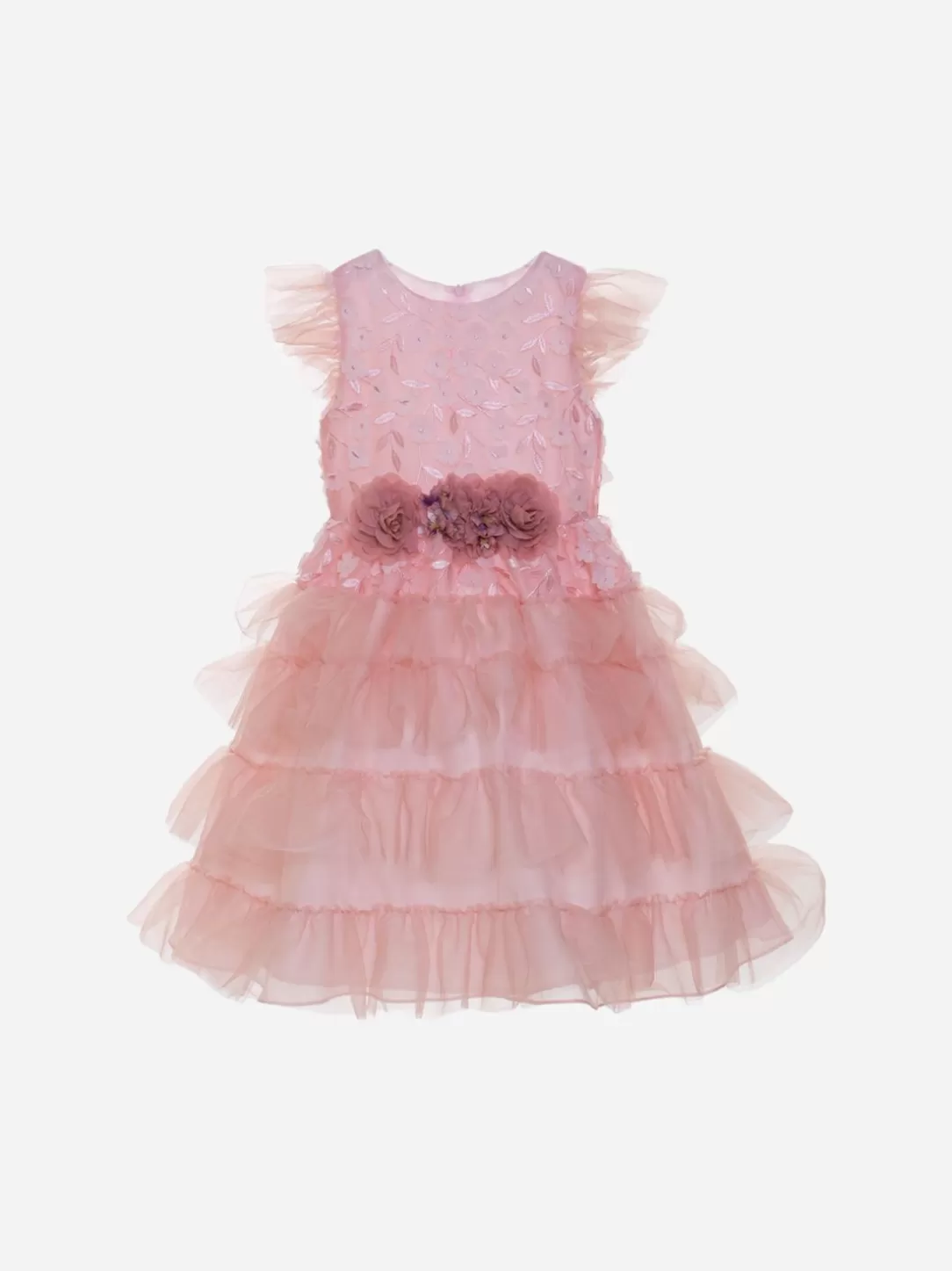 Girl Patachou Pink Couture Dress Decorated With Flowers