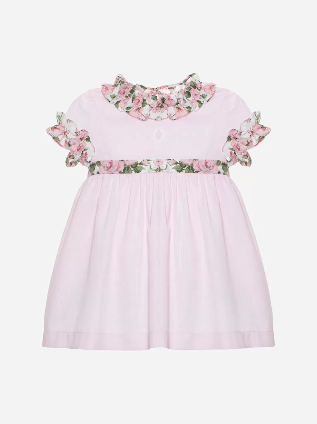 Baby Patachou Pink Dress Made In Voile With Frills In Liberty Print