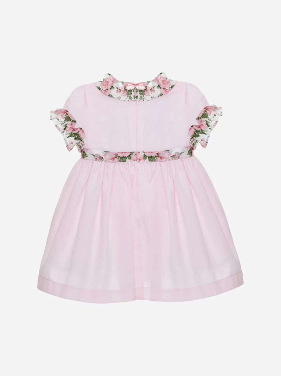 Baby Patachou Pink Dress Made In Voile With Frills In Liberty Print