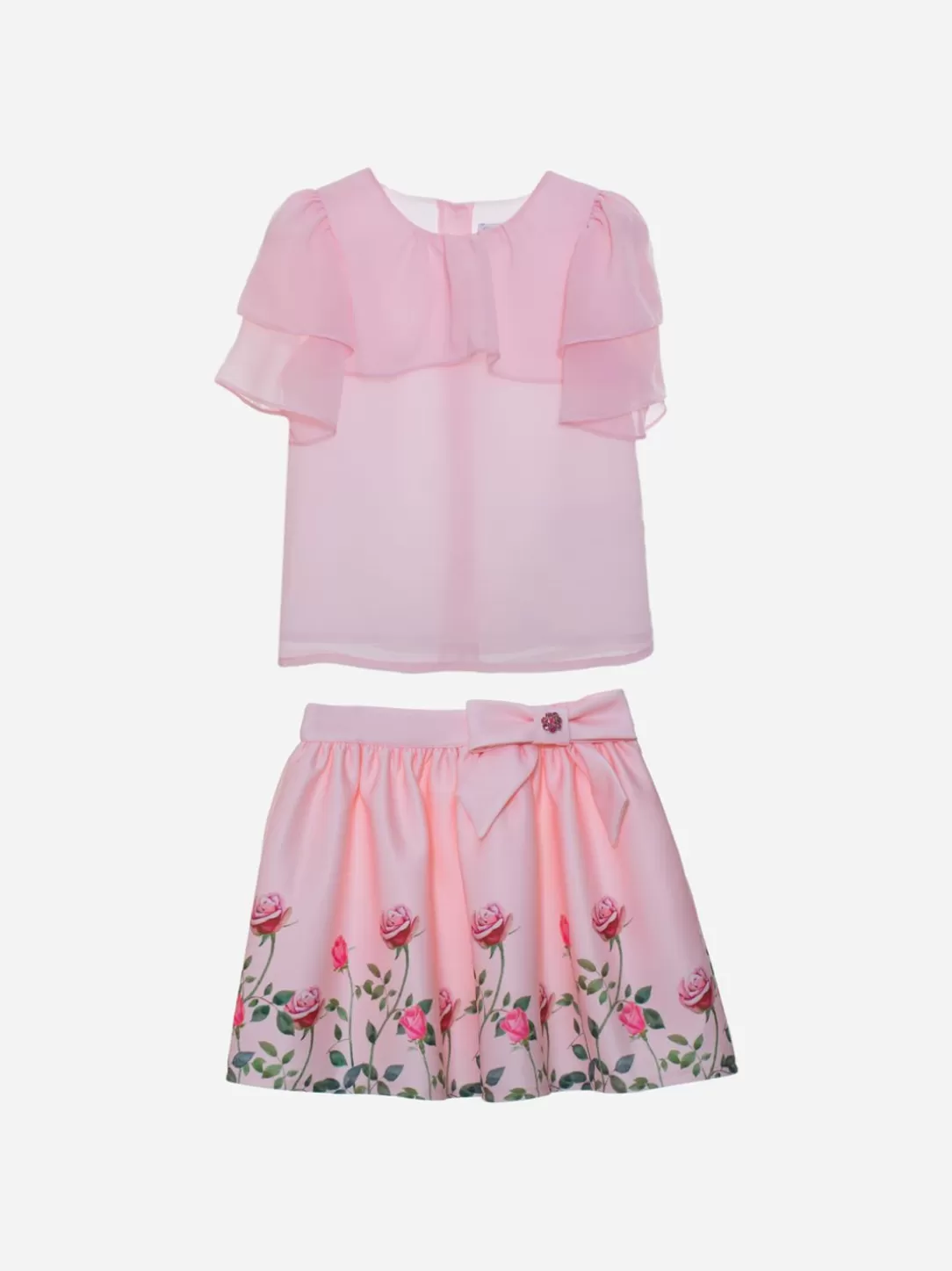 Girl Patachou Pink Girls Set With Rose Print