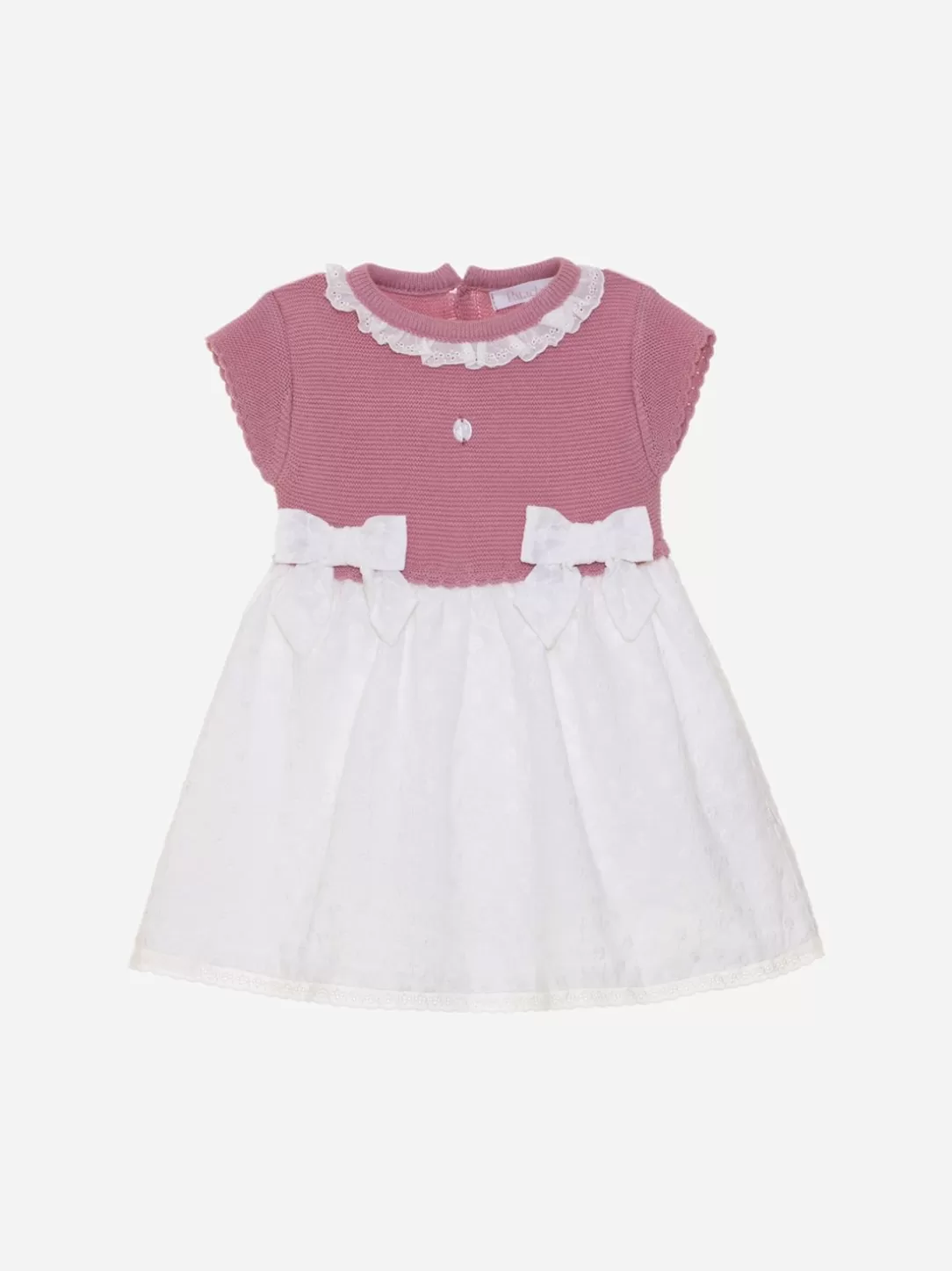 Baby Patachou Pink Knit And Voile Dress