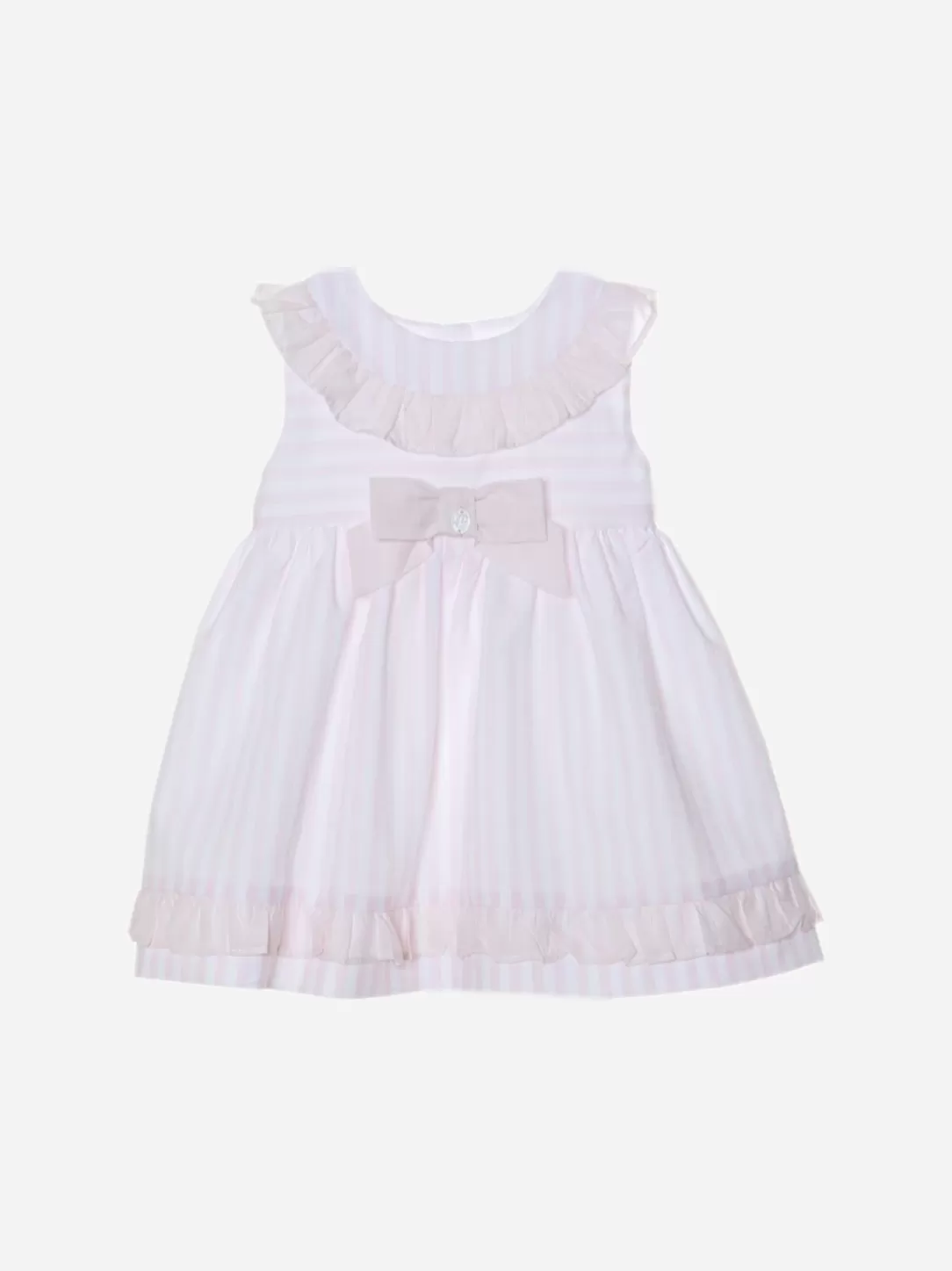 Baby Patachou Pink Stripes Dress With Frilly Collar And Bow