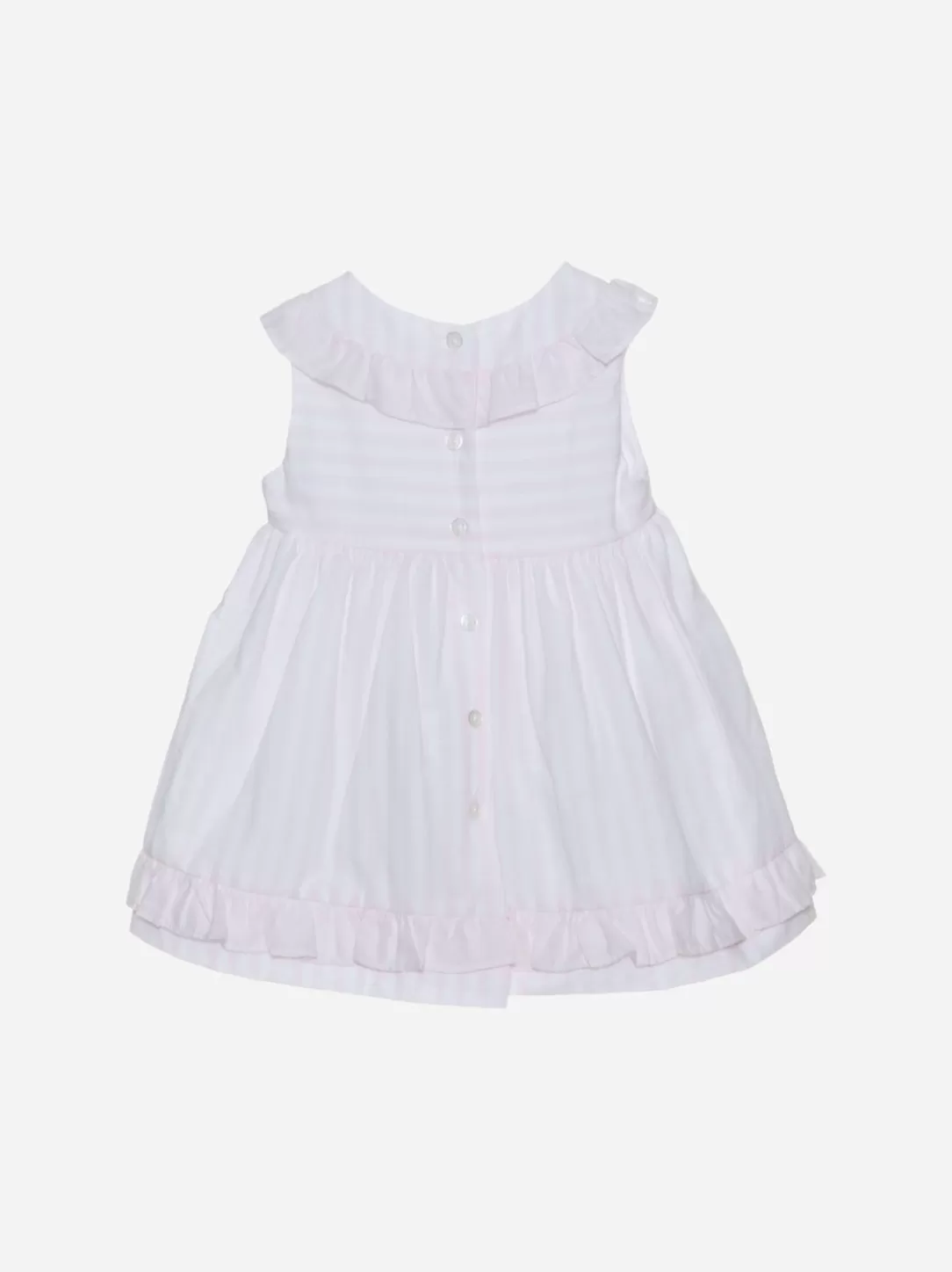 Baby Patachou Pink Stripes Dress With Frilly Collar And Bow