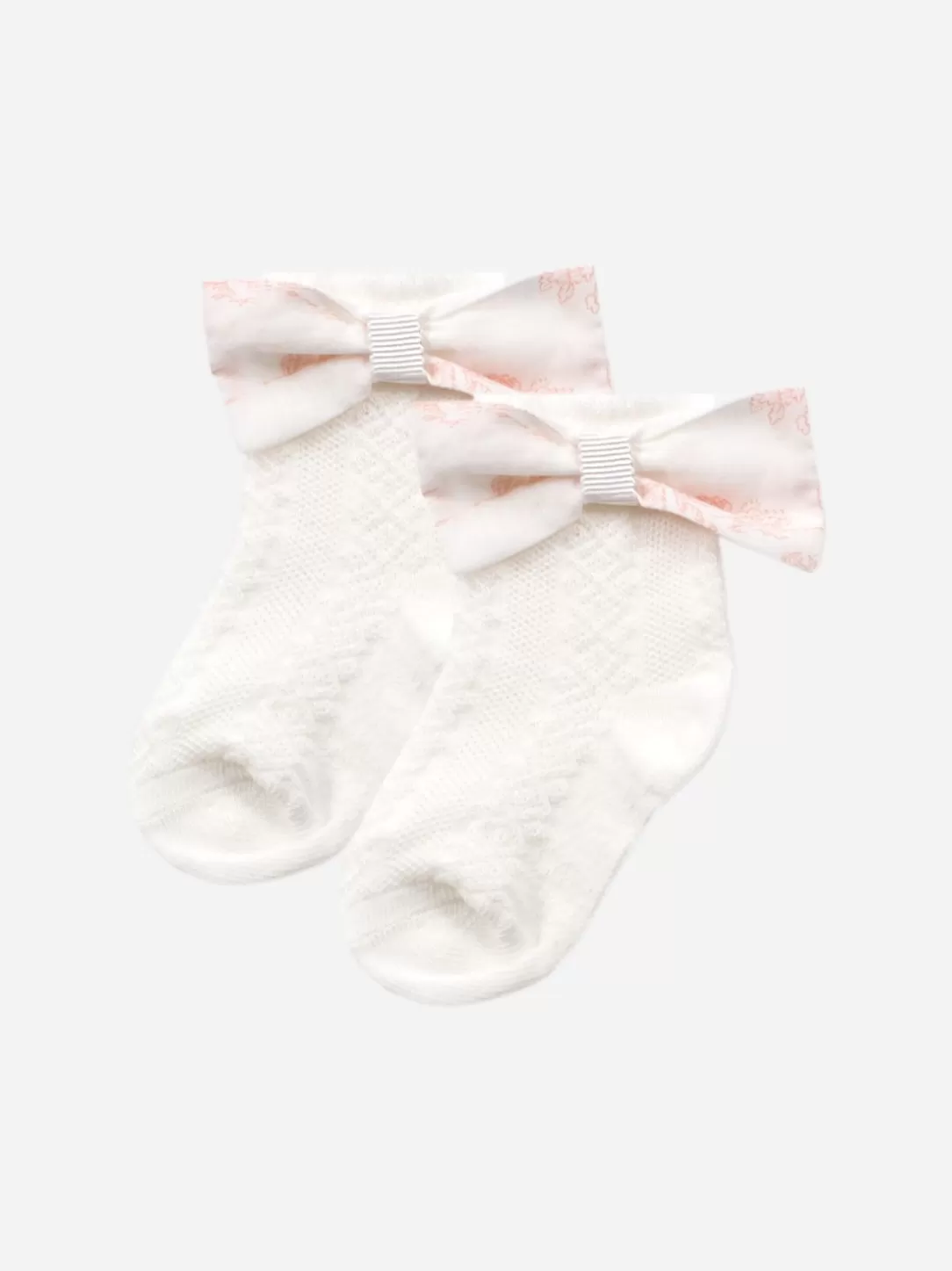 Baby Patachou Pink Toile Jouy Bow Socks